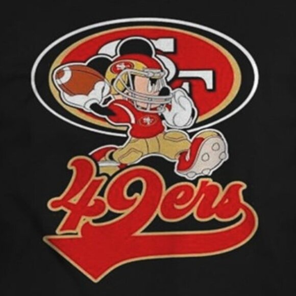 Mickey Mouse Player San Francisco 49ers NFL Crossover Cartoon Football T-Shirt - Picture 2 of 5